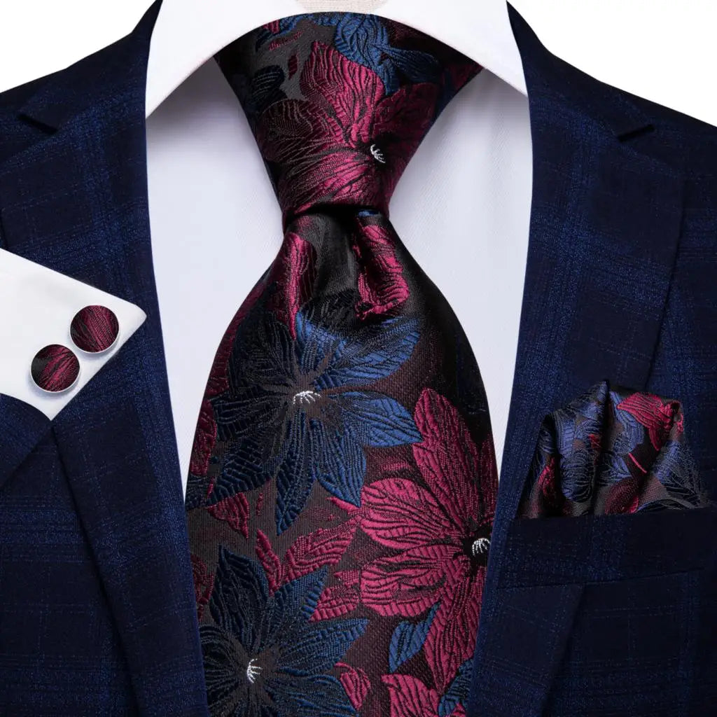 Jacquard Peacock Blue Novelty Design Wedding Tie For Men Hanky Cufflinks Gift Mens Necktie Set Business Party Dropshipping Good Vibrations