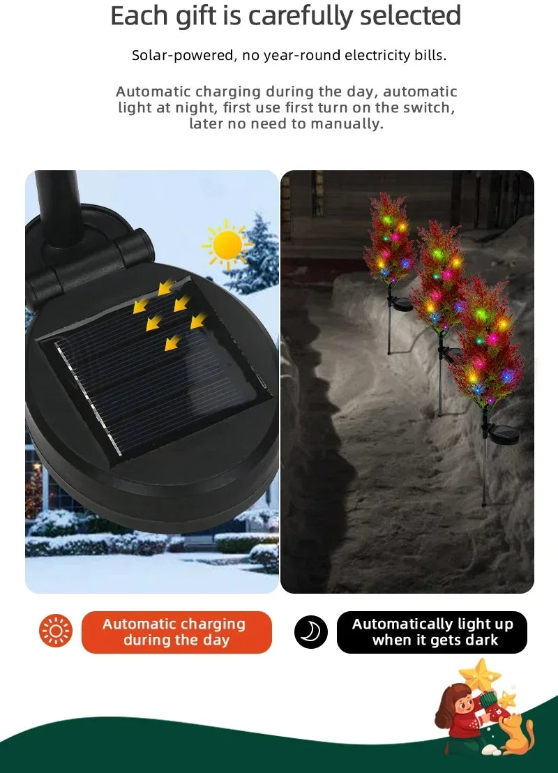 2025 Hot Outdoor Decoration Christmas Tree Light Solar Charging Simulation Pine Tree 20 LED Lawn Light Garden Decoration Light Good Vibrations