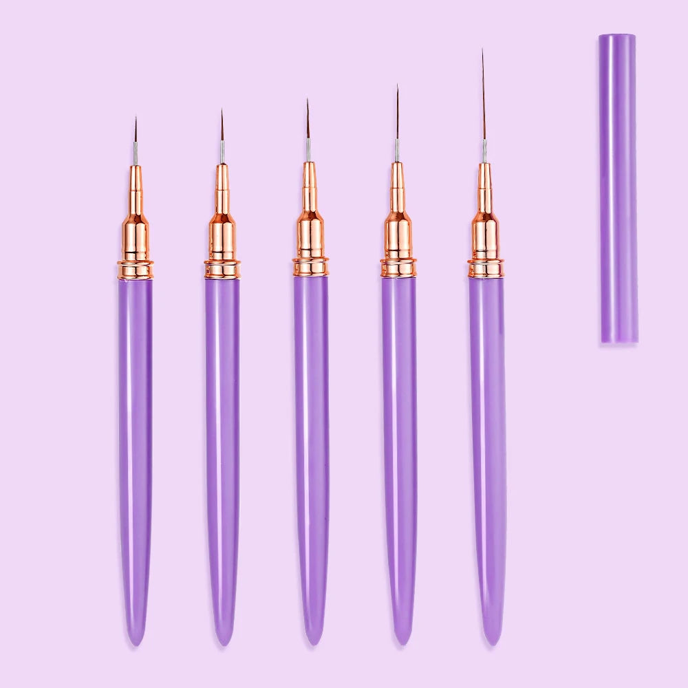 7/10/12/15/20m Pink French Nail Art Liner Painting Brush 5Pcs/set Ultra-thin Elongated Lines Nail Drawing Pen Brush DIY Manicure Good Vibrations