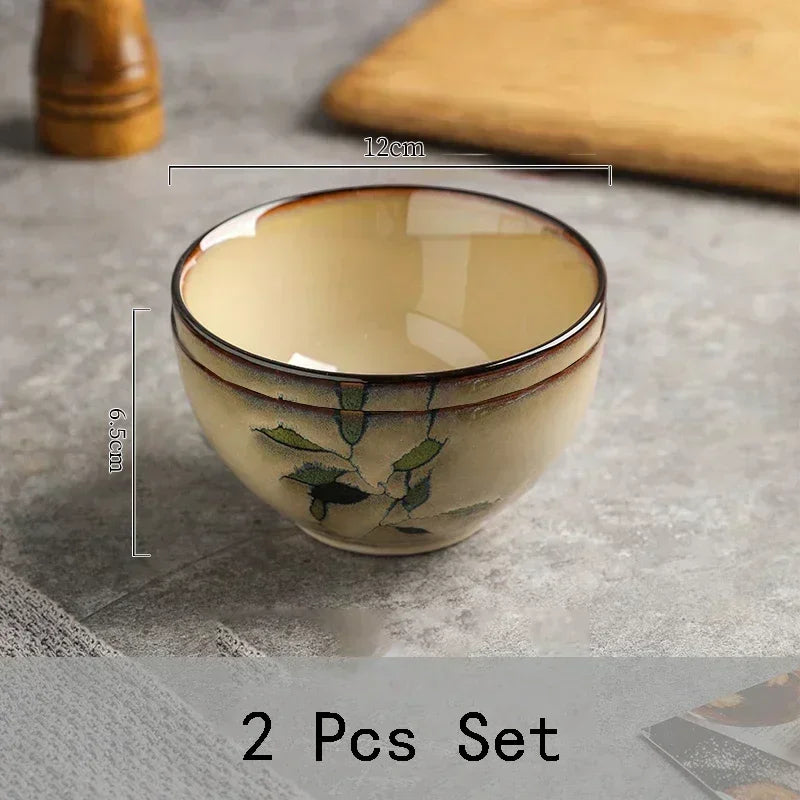 Creative Leaf Round Dinner Plate Retro Home Ramen Bowl Luxury Restaurant Delicious Dishes Ceramic Plates Exquisite Tableware Good Vibrations