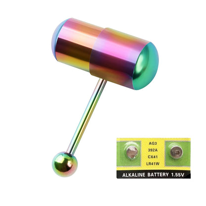 Stainless Steel Vibrating Silicone Tongue Ring - Massage Piercing Jewelry, Trendy Body Modification for Men Women Good Vibrations