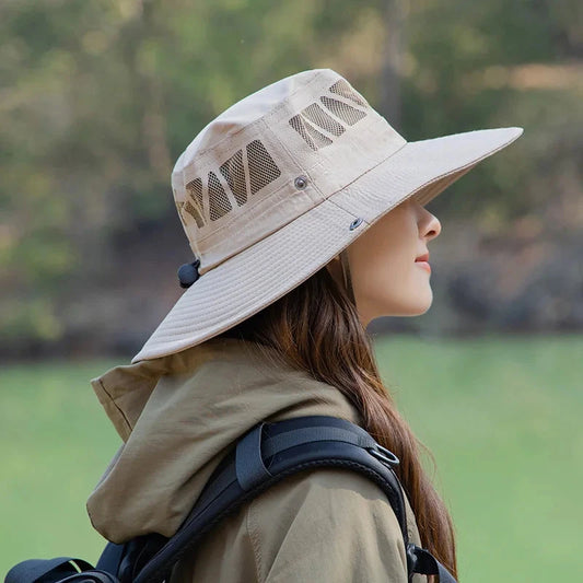 Summer Hats For Men Women Unisex Cowboy Hat Big Brim Fishing Hat Outdoor Fisherman Cap Sunscreen Mountaineering Hiking Sun Hat Good Vibrations