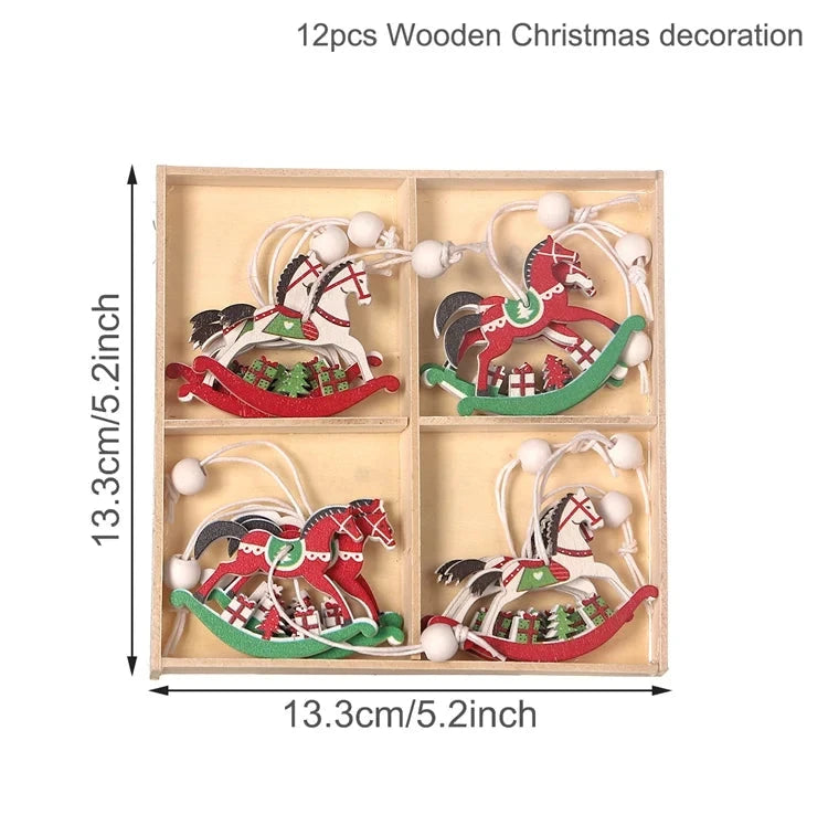 Christmas Wooden Pendant Merry Christmas Tree Decoration for Home 2025 Christmas Ornament Xmas Navidad Gifts Happy New Year 2026 Good Vibrations