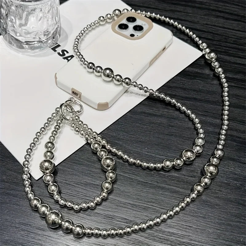 Holiday party gifts for friends and family, long silver bead hanging rope, phone case, bag, pendant Good Vibrations
