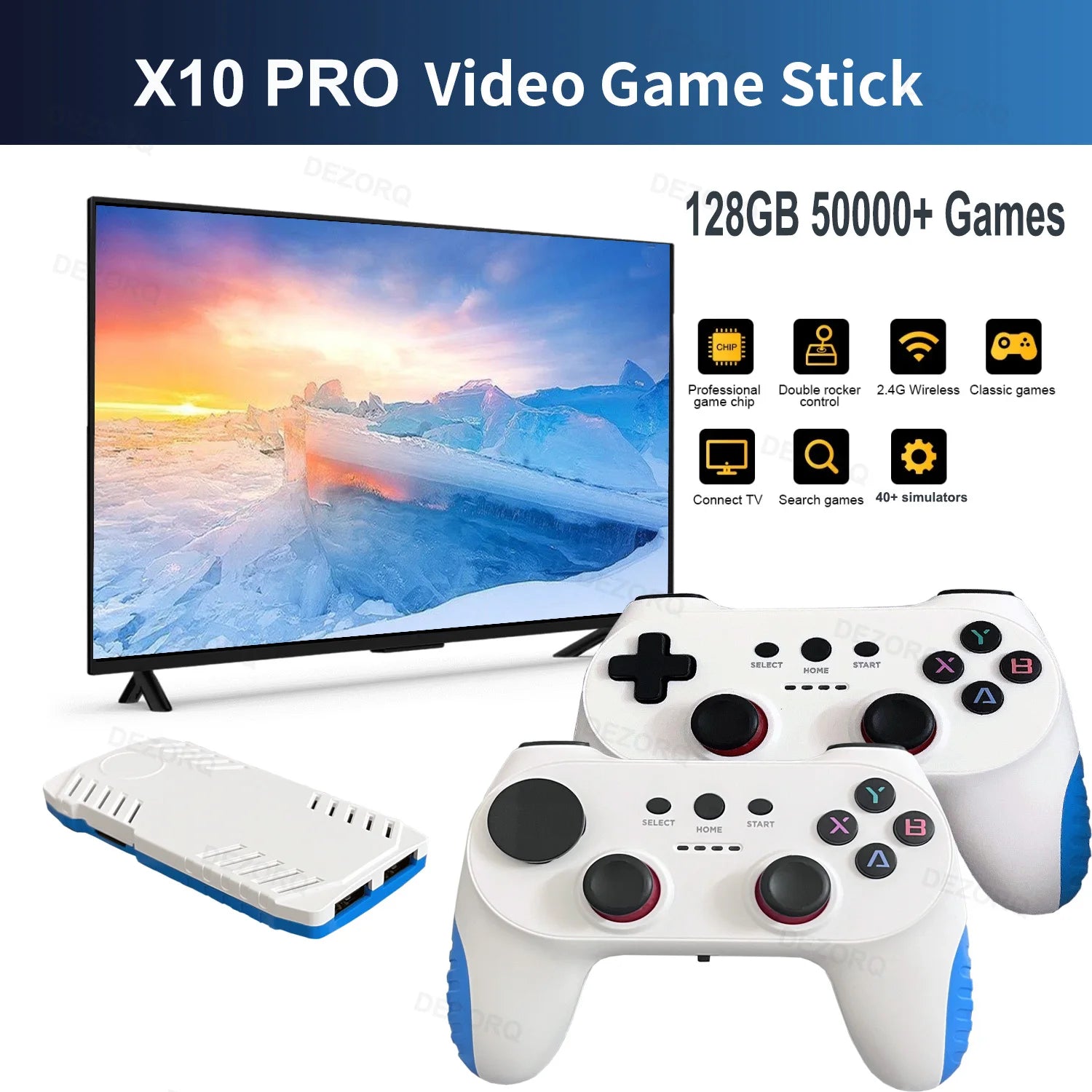 New TV Game Console 128G Built In 50000 Retro Games 50 Emulators Videojuegos Consola Dual Wireless Gamepad X10 Pro Game Stick 4K Good Vibrations
