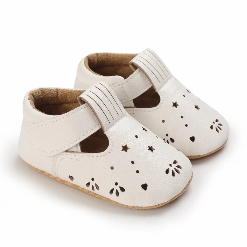 White Spring and Autumn 0-18M Baby Cute Bow Princess Shoes Casual PU Soft Rubber Bottom Anti slip Princess Shoes Walking Shoes Good Vibrations
