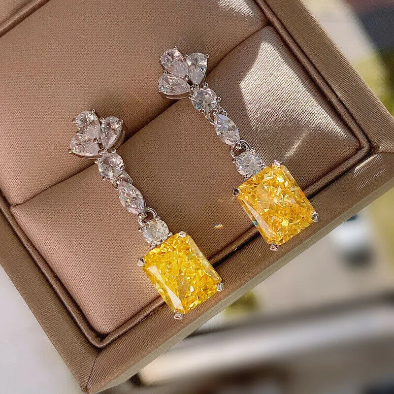 2026 Fashion Bright Yellow Crystal Earrings Female Engagement Party Jewelry Temperament Women Wedding Ceremony Accessories Good Vibrations