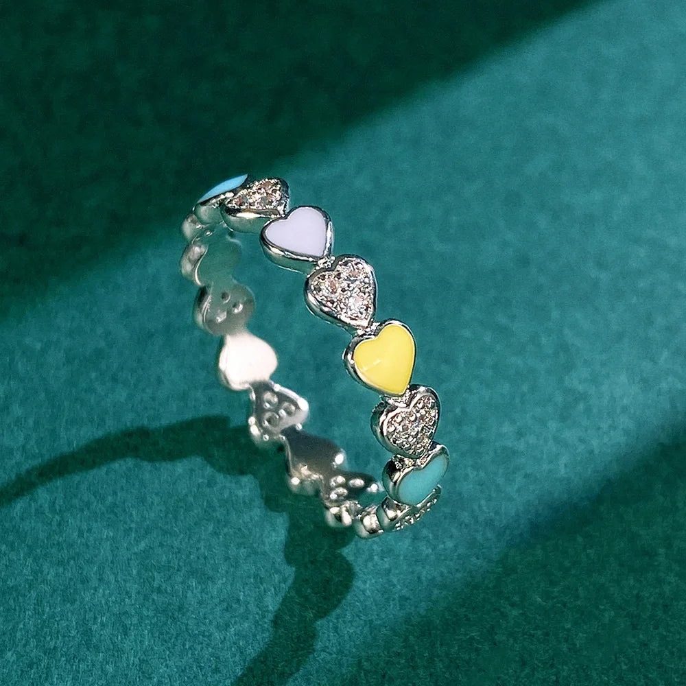 2026 Aesthetic Enamel Flower Finger Ring for Women Wedding Party New 2026  Silver Color Luxury Cubic Zirconia Jewelry Gift Good Vibrations