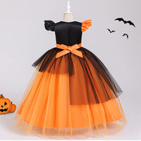 Halloween Cosplay Costume Children Pumpkin Witch Outfits Teen Girl Clothes Evening Dress Birthday Elegant Girls Party Dresses Good Vibrations