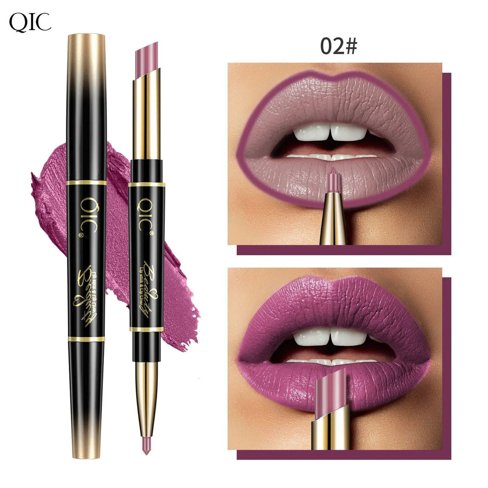 2 IN 1 Lip Liner Waterproof Nude Matte Lipstick Pencil Sexy Red Long Lasting Double Ended Lipliner Makeup Cosmetics For Women Good Vibrations