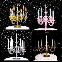 9PCS Candles and Candlestick Bracket 1 Set Cake Topper Birthday Party Cake Candle Holders Toppers Decoration Good Vibrations