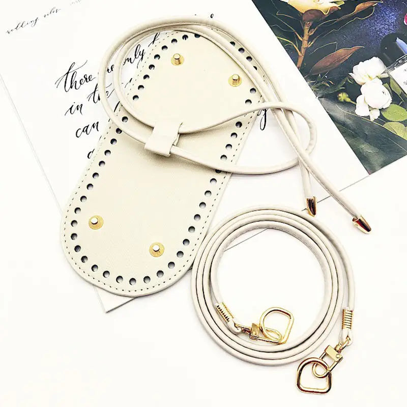 3Pcs DIY Purse Making Kit with Chain PU Leather Bucket Bag Base & Shoulder Strap Crochet Handbag Accessories ﻿ Good Vibrations