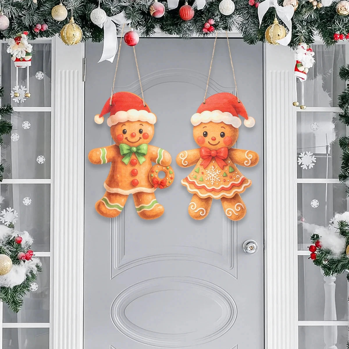 Christmas Door Hanging Merry Christmas Decorations for Home 2025 Navidad Xmas Tree Wall Pendant New Year 2026 Good Vibrations