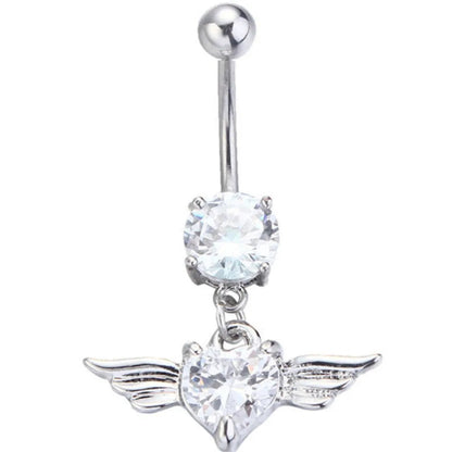Dainsty Dangled Belly Button Rings Surgical Steel 14G Bar Navel Piercing Ring Crystal CZ Bee Flower Heart Belly Ring Ear Jewelry Good Vibrations Adult Super Store