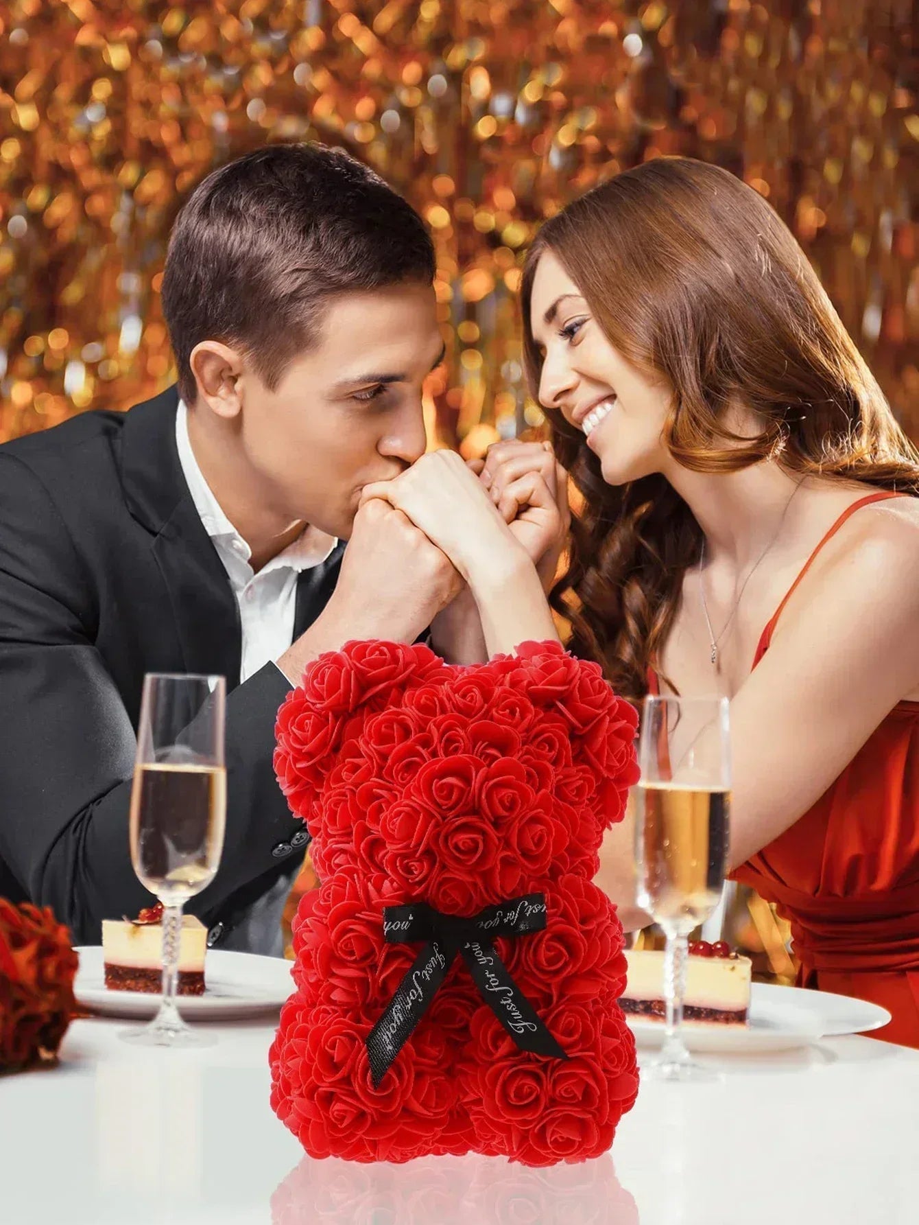 Rose Teddy Bear Artificial Flower Anniversary Valentines Day Birthday Gift Mothers Day Mom Gifts Girlfriend Birthday Gifts Women Good Vibrations