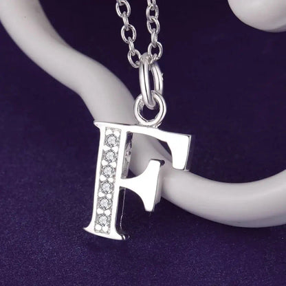 26 Letters 925 Sterling Silver Necklace Pendant Zircon For Women Exquisite Student Girlfriend Jewelry Accessories Wedding Gift Good Vibrations