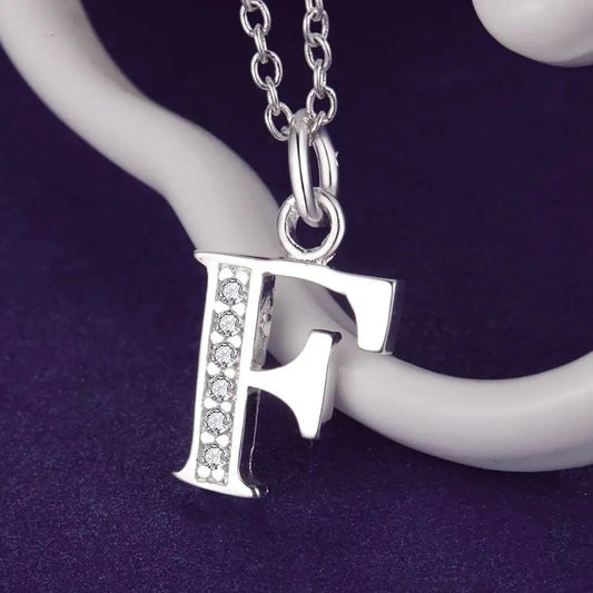 26 Letters 925 Sterling Silver Necklace Pendant Zircon For Women Exquisite Student Girlfriend Jewelry Accessories Wedding Gift Good Vibrations