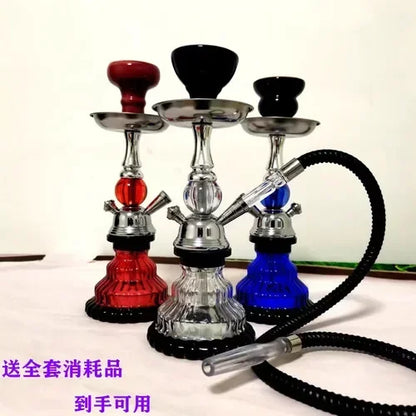 Bar KTV large smoke fruit flavor hookah set with filter bucket in red, black, and blue, glass material.