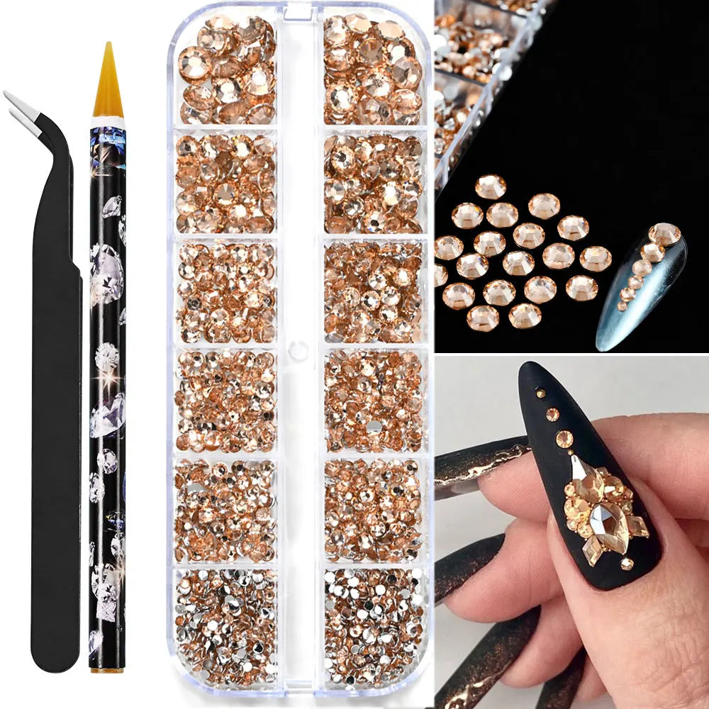 12grids Half Round Pearls Beads 3D Nail Charms 1.5/2/2.5/3/4/5mm White Flatback Pearls Nail Jewelry Nail Craft Pearl Rhinestones Good Vibrations