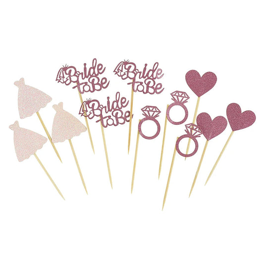 Rose Gold Glitter Bride To Be  Diamond Ring Cake Decor Hen Party Cupcake Toppers Dessert Decor Wedding Bridal Shower Supplies Good Vibrations