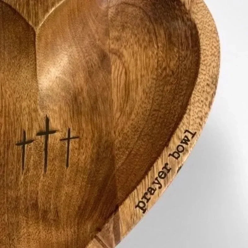 Wooden Religious Christian Congregation Gift Prayer Bowl Gratitude Heart Prayer Bowl Christian Gifts Wood Prayer Dough Bowl Gift Good Vibrations