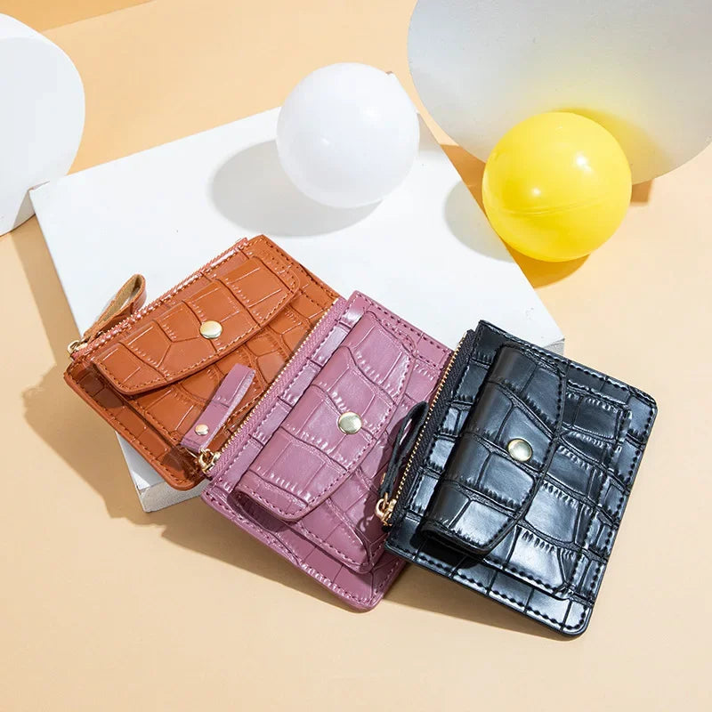 Pu Leather Mini Coin Purse for Women Stone Pattern  Girl Cute Zipper ID Bus Card Wallet Women Lady Money Wallet Key Case Bags Good Vibrations