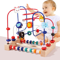 Wooden Toys Bead Maze Colorful Animals Fruits Shapes Educational Counting Learning Circle Toys Kids Classic Gifts for Toddlers Good Vibrations