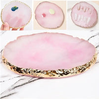 Resin Nail Art Painting Palette, Gold Trim Resin Nail Art Mixing Palette for Nail Polish Color Mixing Good Vibrations