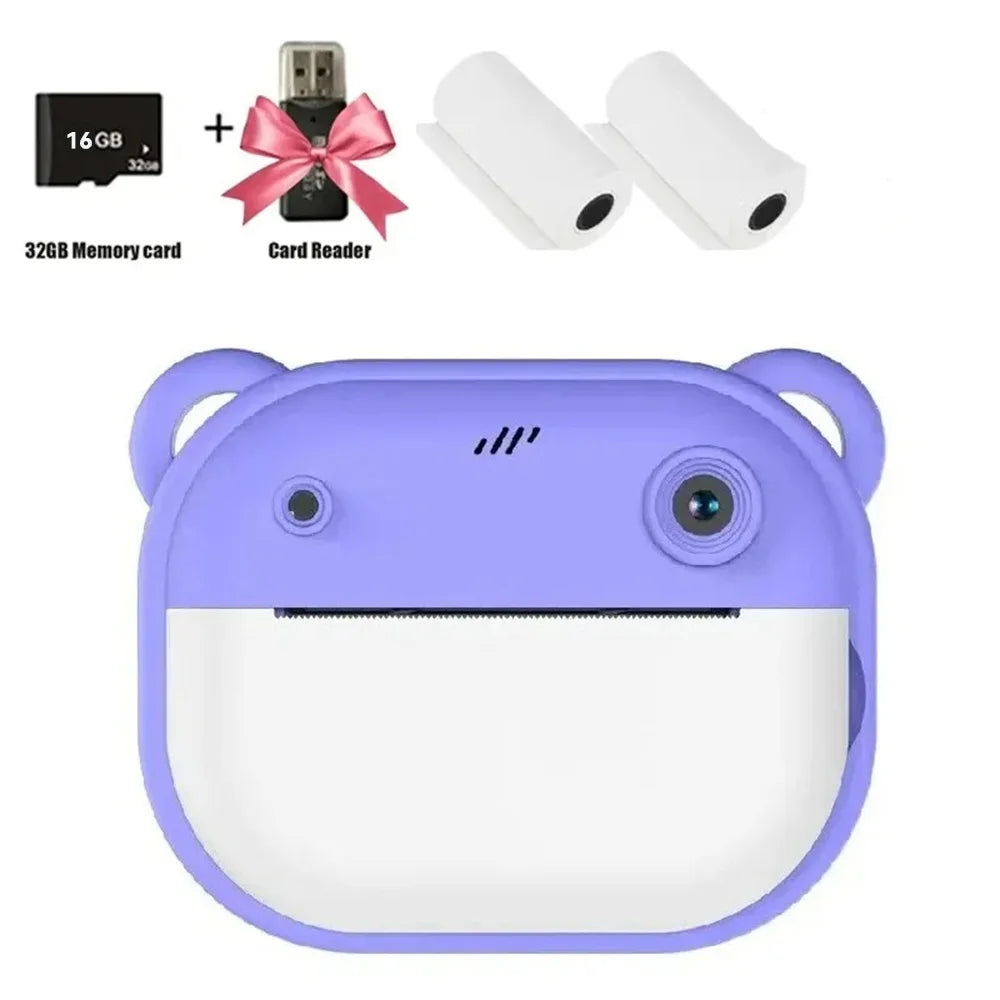 Children Digital Camera Instant Print for Kids Thermal Print Camera Instant Photo Printing Camera Video Toys+32G Memory Card Good Vibrations