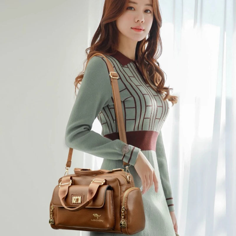 Luxury Designer Purse and Handbag Fashion High Quality Women's Shoulder Bag Large Capacity Soft Leather Locomotive Crossbody Bag Good Vibrations