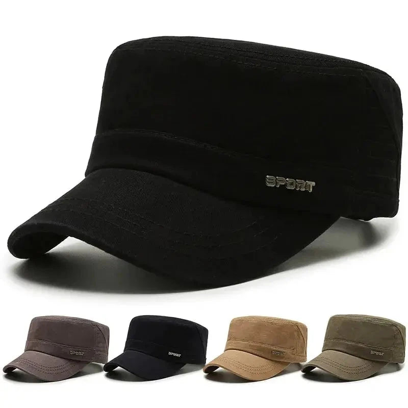 Hat Men's Flat Military Hat Is Simple And Versatile, Middle-Aged Hat Spring And Autumn Duck Tongue Casual Fashion New Style Good Vibrations