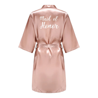 Wedding Bride Bridesmaid Robes for Women Bridal Party Gifts Team Dress Gown Silk Satin Sleepwear Kimono Sexy Summer Bathrobe Good Vibrations