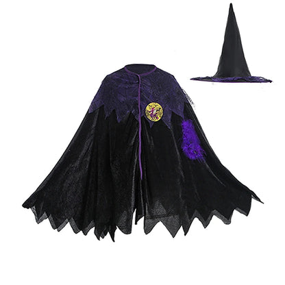 Halloween Costume for Girls Witch Vampire Carnival Party Dress Up Trappings Kids Cosplay Clothes Purple Bat Suit Holiday Gifts Good Vibrations