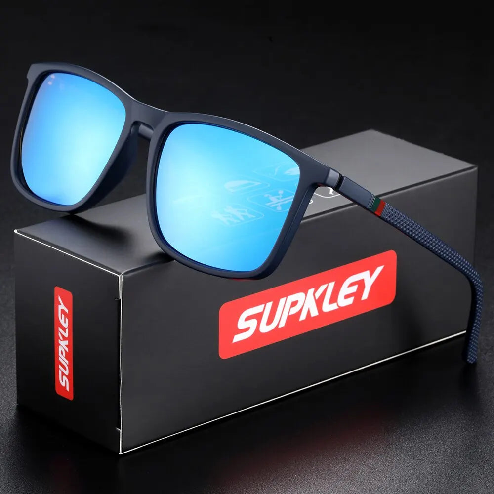 SUPKLEY Sports Sunglasses for Men Polarized Comfortable Wear Square Sun Glasses Male Light Weight Eyewear Accessory with Origina Good Vibrations
