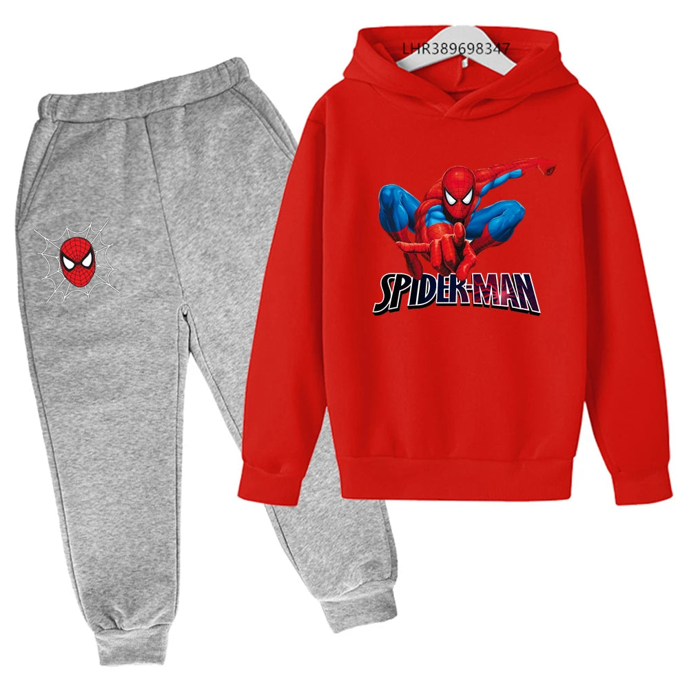 Autumn winter children's hoodie Spider-Man clothing leisure outerwear sweatshirt +pants set  Suitable 3-12 years Boys girls gift Good Vibrations