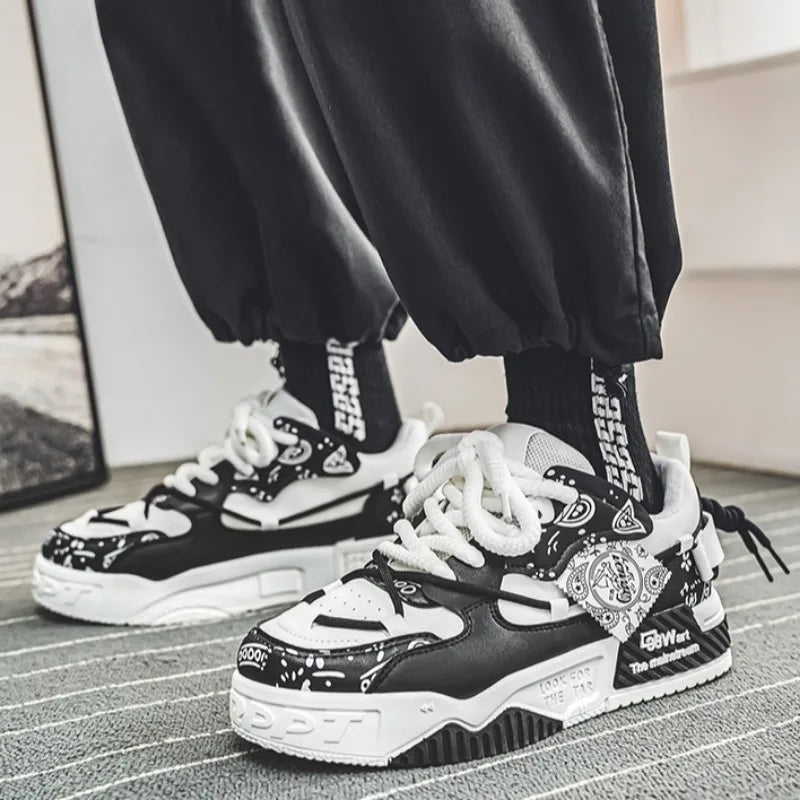Platform Men's Sneakers Fashion Men Casual Shoes Autumn Designer Breathable Running Men Shoe Personality Lace Up Tenis Masculino Good Vibrations