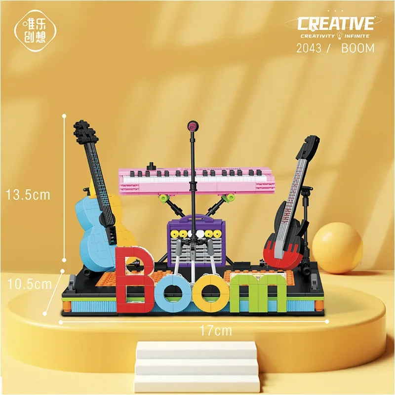 TOYLINX  Musical Instrument Building Block Toy Set Electronic Drum Electronic Organ Construction Toy Gift for Children Good Vibrations