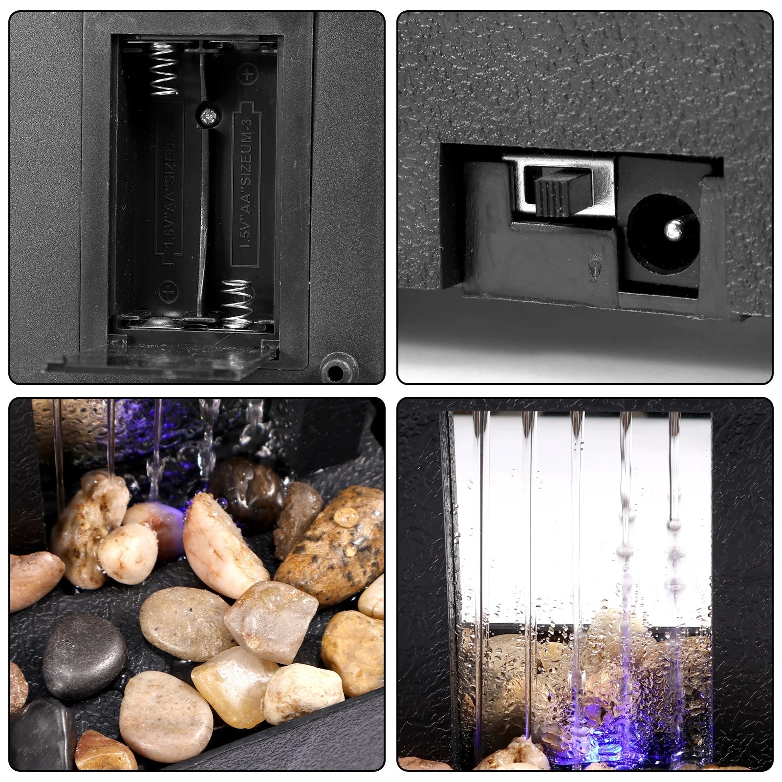 Desktop Water Fountain LED Indoor Decorative Fountain Creative Craft Home Decor Small Waterfall Fountains Zen Meditation Fountai Good Vibrations Adult Super Store