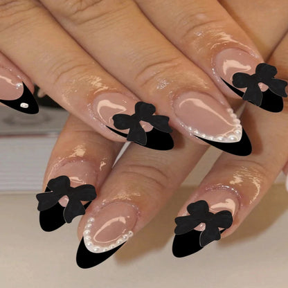 24PCS- Long coffin shaped fake nails, pink three-dimensional butterfly, pink flower decoration, suitable for dating, dinner Good Vibrations