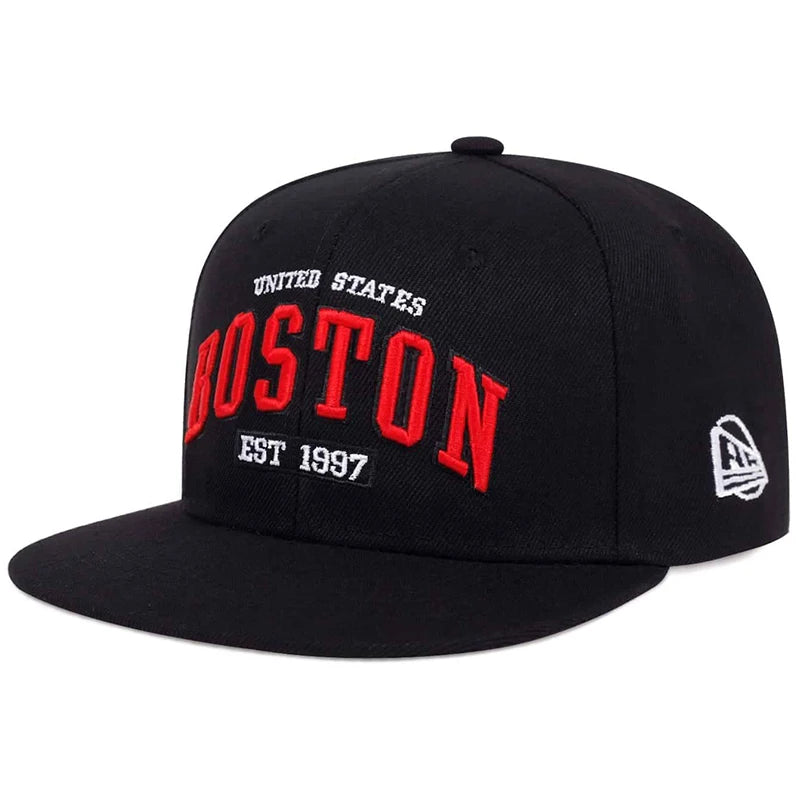 Unisex BOSTON Letter Embroidery Hip-hop Hats Spring Autumn Outdoor Adjustable Casual Baseball Caps Sunscreen Hat Good Vibrations