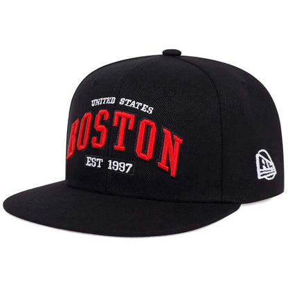 Unisex BOSTON Letter Embroidery Hip-hop Hats Spring Autumn Outdoor Adjustable Casual Baseball Caps Sunscreen Hat Good Vibrations