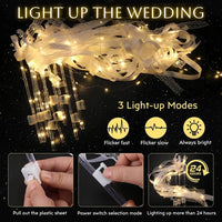 20-60Pcs Light up Wedding Wands LED Ribbon Wands Sparklers with Bells, Wedding Exit Send Off, Dance Floor Props, Wedding Favors Good Vibrations