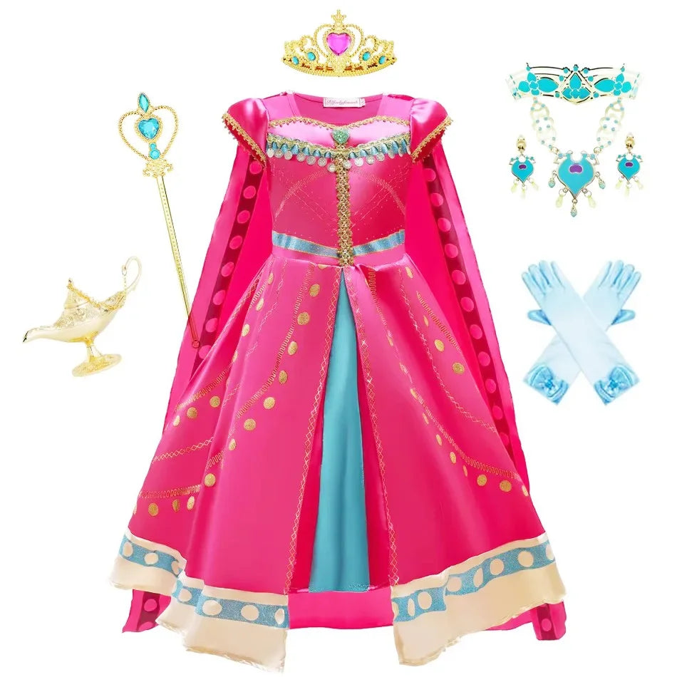 Jasmine Girls Aladdin Costume Halloween Princess Dress Kids Birthday Party Christmas Arabian Cosplay 4 5 6 7 8 9 10 Years Good Vibrations