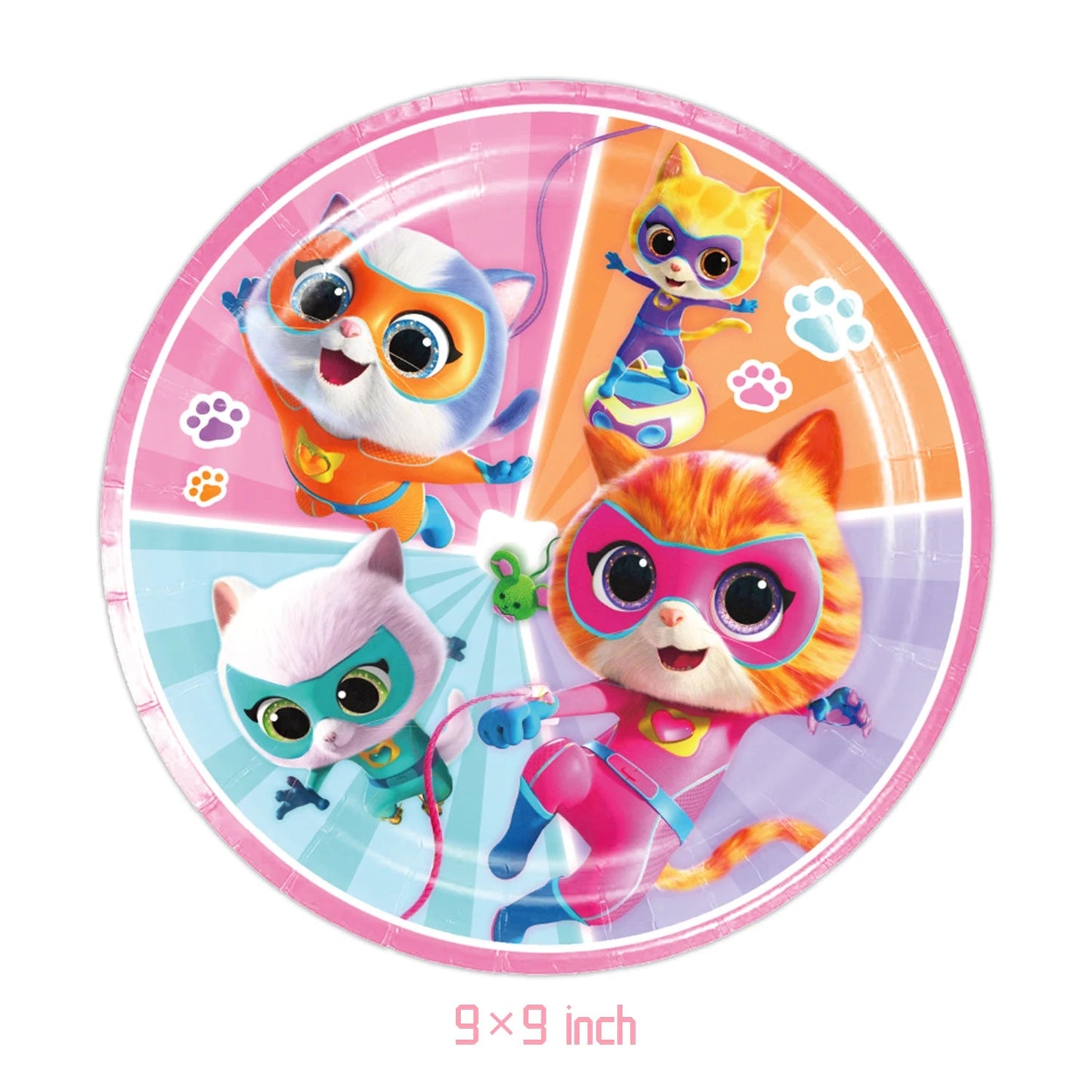 Cartoon Superkitties Birthday Party Decorations Balloons Disposable Tableware Set Paper Plates Banner for Baby Shower Kids Gifts Good Vibrations
