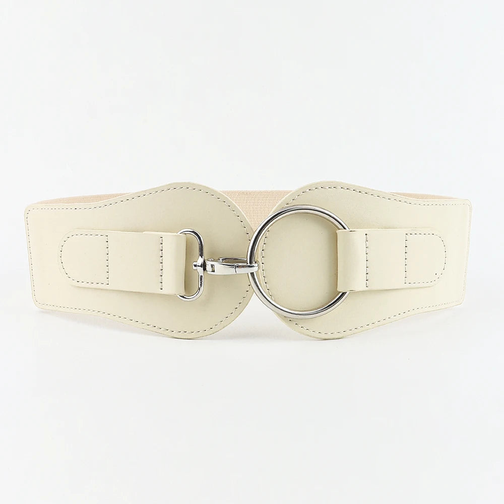 Luxury ladies wide belt elastic vintage buckle leather wide fashion wild pin buckle women's belt waist seal belt Good Vibrations