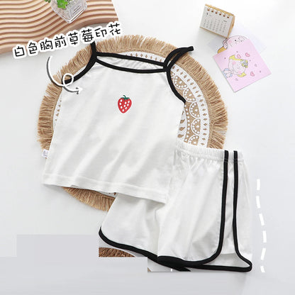 Summer toddler kids girls' clothes baby outfits sets camisole T-shirt top+shorts sports suit for children  girls' clothing sets Good Vibrations