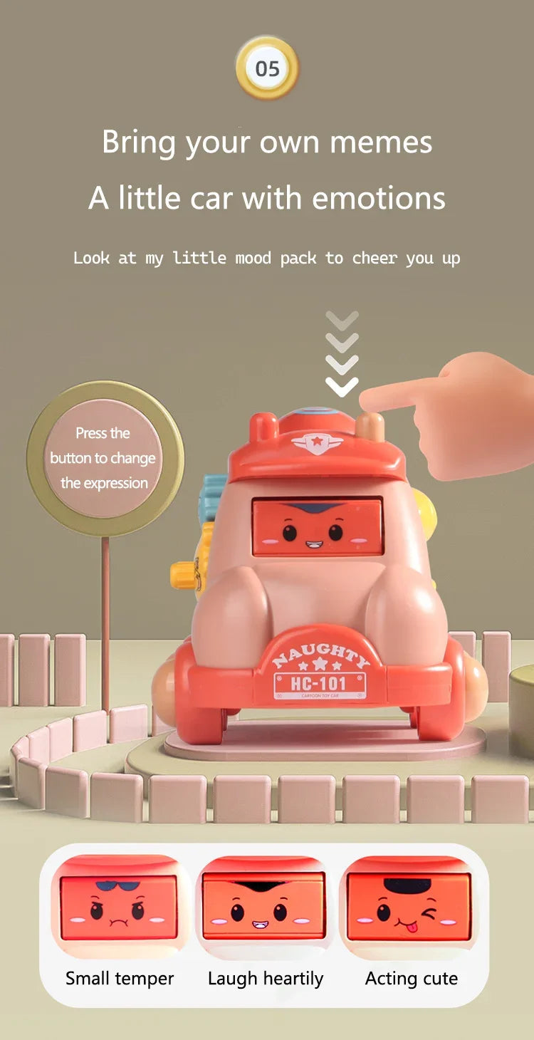 Kid Pull Along Toy Walking Trolley Musical Light Up Car Toy Crawling To Walking Learning Toys Cartoon Polyhedral Trolley Car Toy Good Vibrations