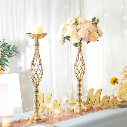 Table Candle Holder Decoration: Golden Iron Art Vase, Twisted Road Candlestick for Wedding Flowers, Wedding Props Good Vibrations