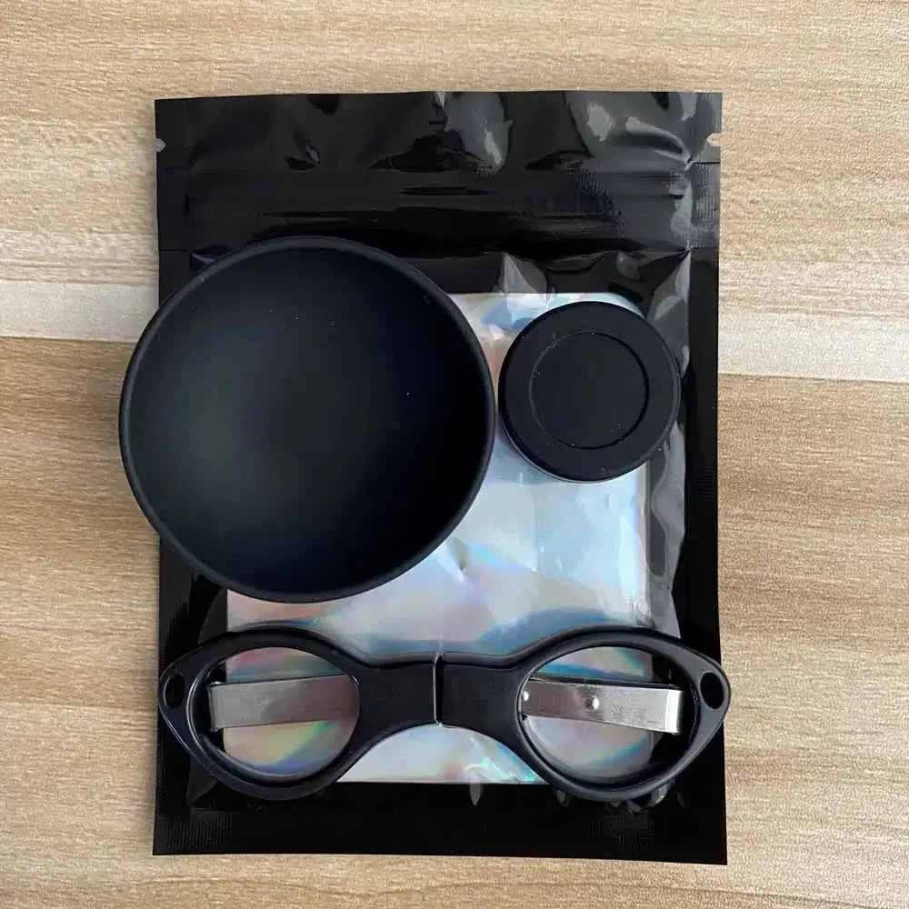 1Set Pink Smoking Kit With Silicone Bowl Folding Scissors Jar Ziplock Bag Women Gift Smoke Accessories Easy To Carry Good Vibrations Adult Super Store