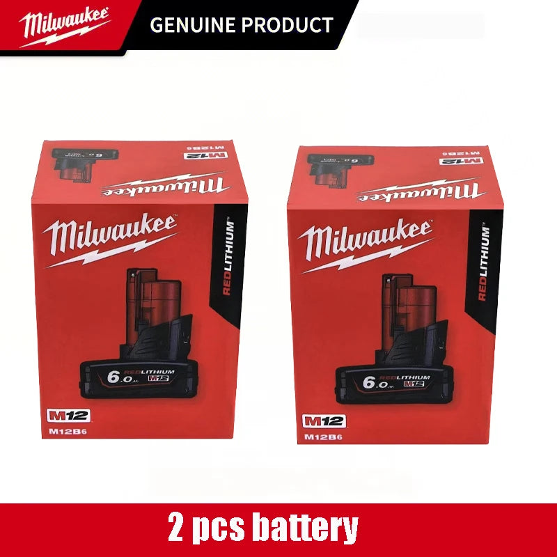 Milwaukee 12V Battery, Comes with Packaging Color Box  12V Battery M12B6 6000mAh  Rechargeable tool battery M12 Hot Promotion Good Vibrations